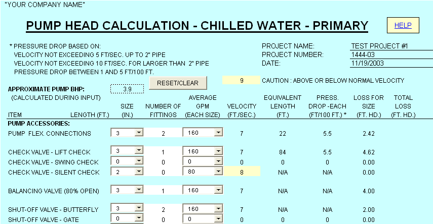 hvac pump head calculation pdf